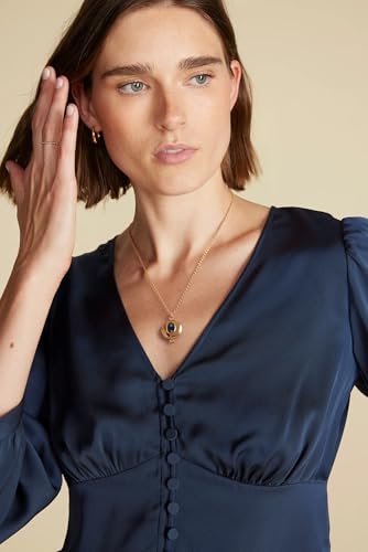 18k Gold Plated Chain Link Necklace for Women, Baroque Pearl/Compass Pendant Necklace - color: Locket
