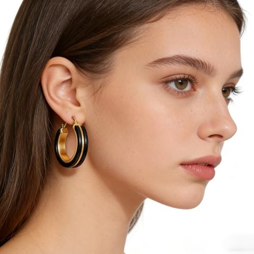 14K Gold Plated Chunky Hoop Earrings for Women Vintage Leopard Print Hoops Large Round Hoop Earrings Jewelry - style: Hoop H