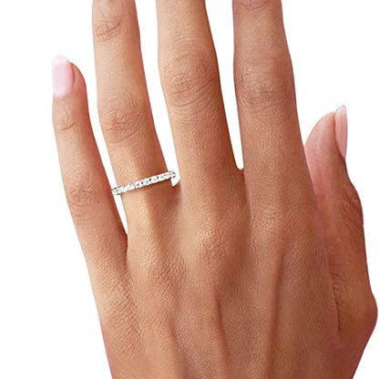 Bo.Dream Cubic Zirconia Eternity Rings Wedding Band 925 Sterling Silver - color: 0.57ct.tw(1.5mm full)