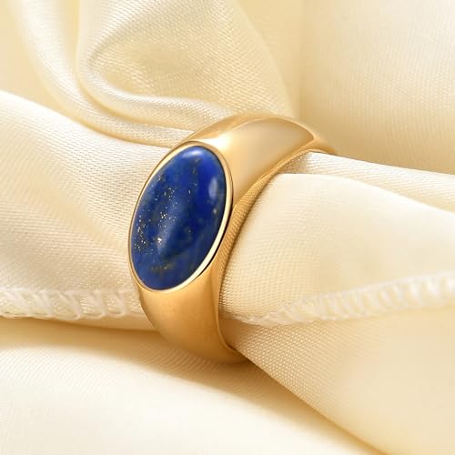 MYNENEY Signet Mens Pinky Rings Statement Wedding for Women - color: Blue-Gold