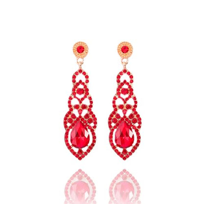 Cute Hollow Crystal Rhinestone Teardrop 8-Shaped Long Dangle Earrings for Women Fashion Strand Jewelry - style: Style12