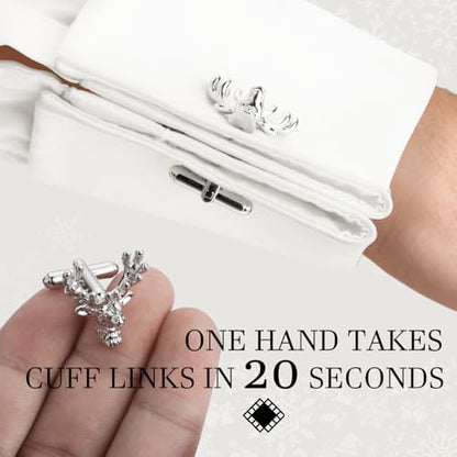 HAWSON Various Unique Cuff Links Mens, Animal/Tactical/Music/Holiday/Cufflinks, Themed Wedding Dinner Party Gift Suit Accessories - style: Deer Head