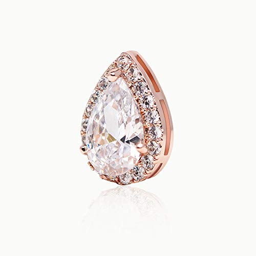 SWEETV Teardrop Bridal Wedding Earrings for Brides, Women | Elegant Pear shaped Cubic Zirconia Stud Earrings, Teardrop Bridal Jewelry, for Prom, Bridesmaid Gifts and Formal Wear - color: 1.Rose Gold
