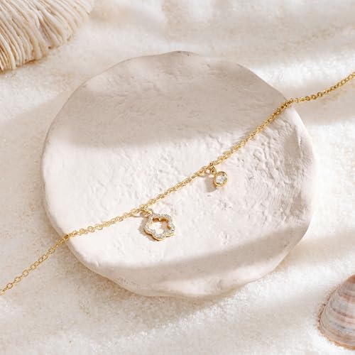 Robaice Anklets for Women, 14K Gold Plated Layered Ankle Bracelets | Waterproof Figaro Link Pearl Anklet, Ankle Bracelets for Women Stackable, Summer Beach Jewelry Gifts Non Tarnish - style: Gold Anklet Chain