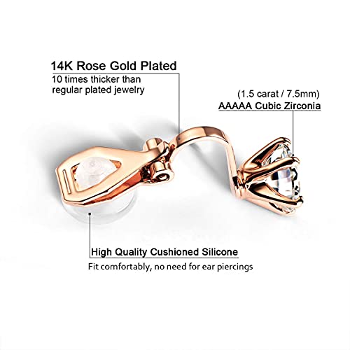 Clip on Earrings Women, 14K Gold Hoop Clip-On Earrings for Women, Hypoallergenic Non Pierced Croissant Earrings - color: Rose Gold