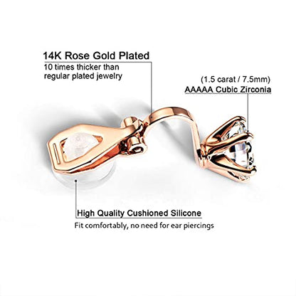 Clip on Earrings Women, 14K Gold Hoop Clip-On Earrings for Women, Hypoallergenic Non Pierced Croissant Earrings - color: Rose Gold