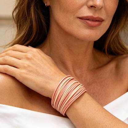 hotoo Leather Wrap Bracelet for Women - color: Pinkish brown