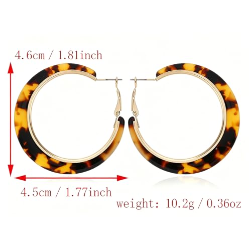 Tortoiseshell Hoop Earrings for Women Colorful Leopard Charm Earrings C-Shaped Circular Statement Earring Lightweight Resin Earring Party Holiday Birthday Party Daily Wear Jewelry - color: Brown1