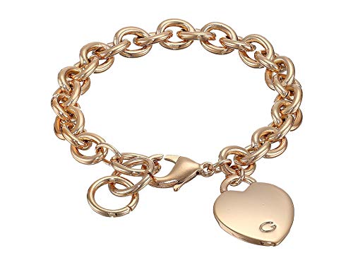 GUESS "Basic" G Logo Heart Link Bracelet - color: Rose Gold