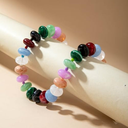 Beaded Necklace for Women Statement Chunky Necklace Boho Bead Choker Acrylic Big Bead Necklaces Summer Beach Jewelry for Women - color: Colorful