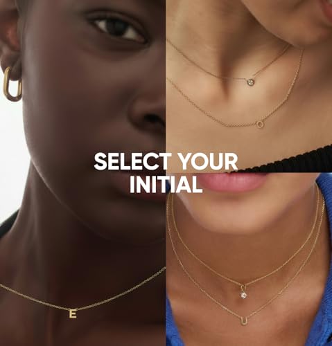 OAK & LUNA Inez Initial Necklace - Gold Plated & Sterling Silver — A-Z Letter Pendant on 15″ + 2″ Adjustable Cable Chain - color: 18K Gold Plated Silver, style: Letter D