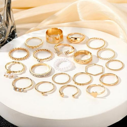 Golden Silvery Knuckle Rings Set for Women, Stackable Rings Bohemian Crystal Hollow Carved Flowers Joint Finger Rings Pack Fashion Jewelry Gifts for Birthday - color: Golden 48PCS