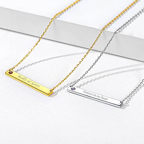 ChicSilver Customizable Vertical Bar Pendant Necklace 925 Sterling Silver Y Necklace Simple Fashion Jewelry Gifts for Women - style: F. 5mm Horizontal Bar-Silver Birthstone Engraving