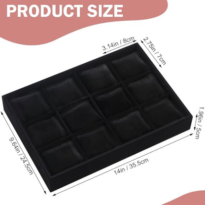 Sureio 36 Slots Grid Watch Drawer Organizer Bracelet Pillows for Jewelry Display Watch Tray Holder for Women Girls Gifts(Black)