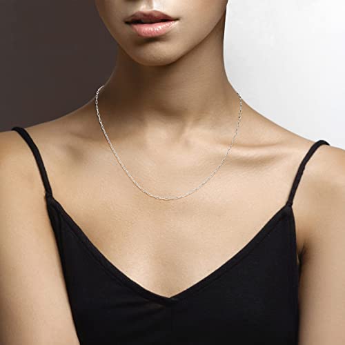 Miabella Italian Solid 925 Sterling Silver, 18Kt Gold Plated 2mm Paperclip Link Chain Necklace for Women, Made in Italy - size: Length 20 Inches, style: sterling silver
