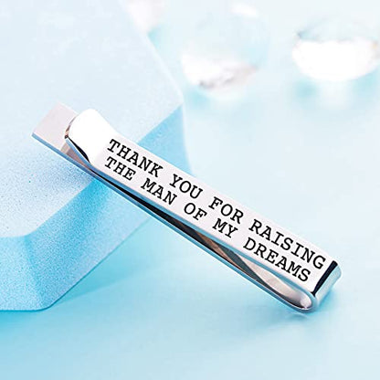 Father of the Bride and Groom Gifts - Wedding Tie Clips for Groomsmen From the Bride - Stainless Steel Tie Bars - color: Father of The Groom-White