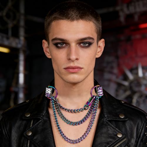 Breathless Choker Necklace Genuine Leather Choker Collar Slip Chain Necklace for Women Men - size: Large