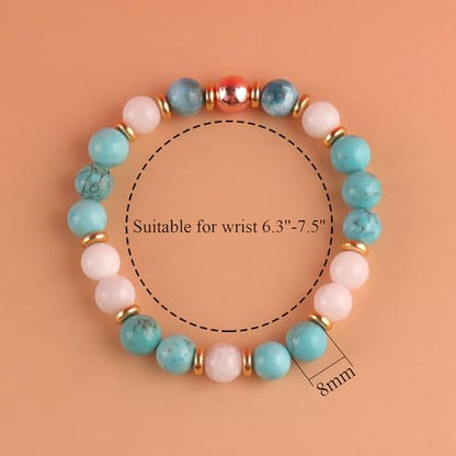 KSQS Healing Stone Bead Bracelet for Women, Natural Gemstones Balance Protection Bracelet, Spiritual Crystal Beads Bracelet Anxiety Relief with Meaning Card - color: Gentle Guardian
