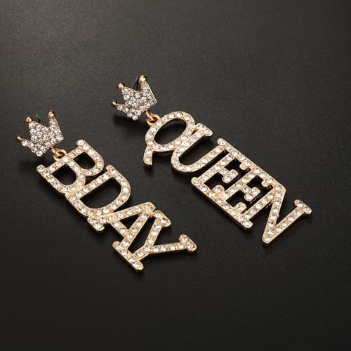 Birthday Earrings for Women Happy Birthdays Earrings Statement Cake Champagne Bottle Earring Happy Birthdays Dangle Earring Birthday Gifts Party Favors - color: Silver