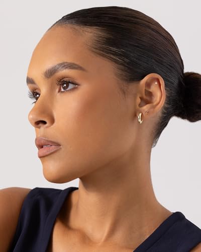 PAVOI 14K Gold Plated Chunky Huggies Earrings for Women - 925 Sterling Silver Posts Small Gold Huggie Hoop Earrings - Ultra Thick Hoops Trendy Jewelry - style: Chunky