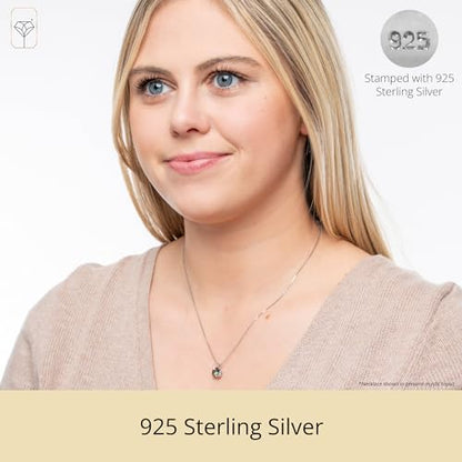 MAX + STONE 925 Sterling Silver Cushion Cut Birthstone Necklace for Women | 6mm Hypoallergenic Solitaire Necklace | Gemstone Pendant Necklaces with 18 inch Box Chain - color: Created Blue Sapphire