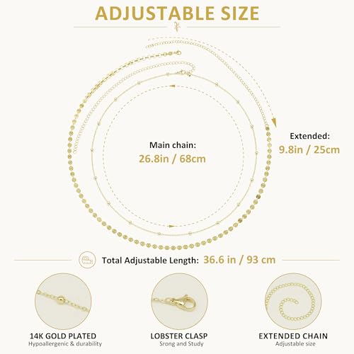 14K Gold Plated Belly Chain for Women, Boho Bikini Waist Jewelry | Adjustable Fit, Dainty Layered Look, Pearl, Shell & Starfish Options, Boho Body Jewelry, Beach, Vacation - color: Gold-Plated 2
