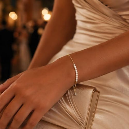 Pearl Bracelets for Women Dainty Baroque Pearl Bracelet White Bridesmaid Bridal Bracelet Wedding Jewelry Gifts for Mother Daughter Matching Outfits - color: B3:pearl bracelet