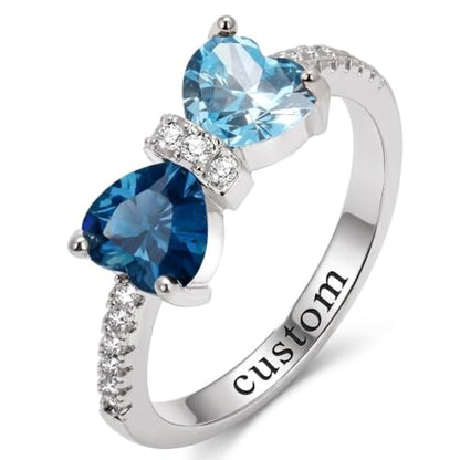 Birthstone Rings Heart Cubic Zirconia Gemstone Personalized Jewelry Dainty Birthday Gifts for Women