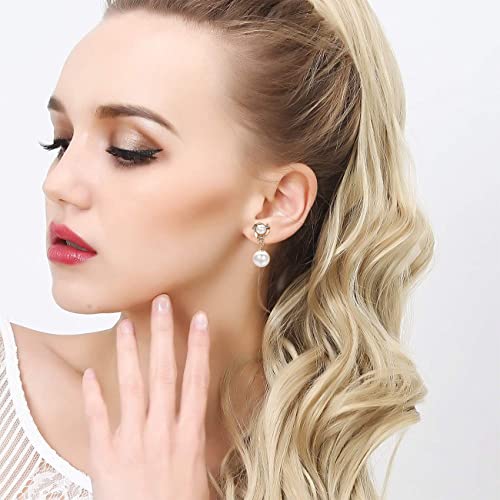 Yoursfs Pearl Dangle Clip On Earrings for Women Vintage Faux Pearl Earrings Non Pierced Crystal Earring - style: Pearl Vintage Dangle Clip On Earrings