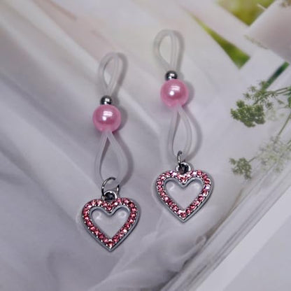 Unisex Nipple Jewelry Non Piercing Flower Pearl Dangle Fake Nipple Rings Faux Piercing Body Jewelry for Women