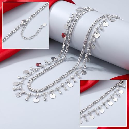 Layered Belly Waist Chain for Women - color: Silver Disc Waist Chain