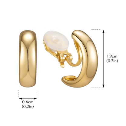 Women Trendy Minimalist Clip On Earrings Non-piercing Huggie Hoop Earrings