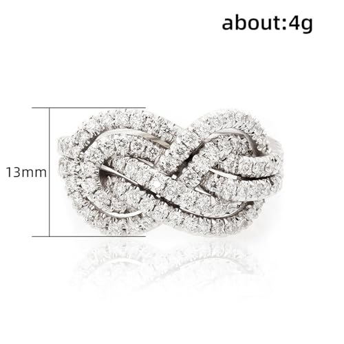 PAVOOI 14K Gold Plated X Ring Simulated Diamond CZ Criss Cross Ring for Women Juude Jewelers Silver Rose Gold Braided Wrap Knot Style Promise Statement Cocktail Party Ring(Silver.H-US Code-6) - color: SILVER.H, size: (US Code-6)