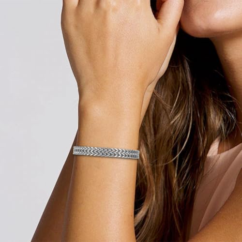 Gold Bracelets Cuban Link Bracelet Gold Jewelry Bangle for Women - color: Silver