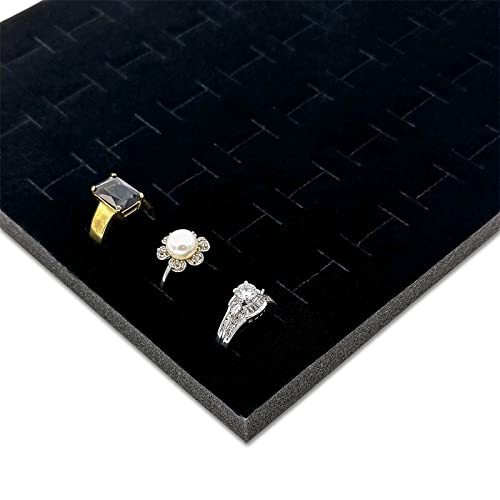 2-Pack 72-Ring Holders Velvet Foam Padding Jewelry Inserts - Tray/Case Liners - Retail Display, Storage (Black) by The Display Guys - color: Black, size: Ring Slots - 72