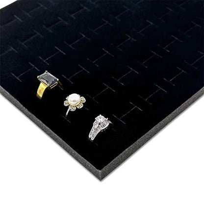 2-Pack 72-Ring Holders Velvet Foam Padding Jewelry Inserts - Tray/Case Liners - Retail Display, Storage (Black) by The Display Guys - color: Black, size: Ring Slots - 72