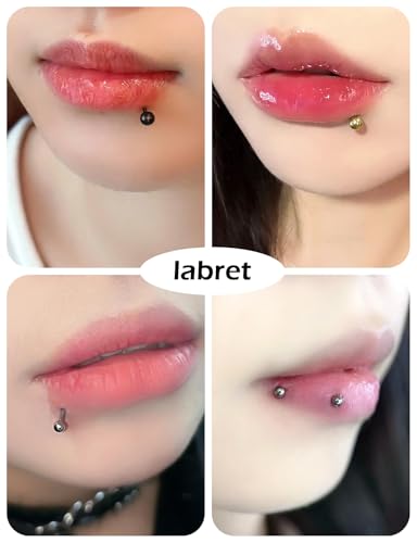 20G 18G 16G 14G 12G Lip Labret Monroe Medusa Nose Rings Stud 316L Surgical Steel Tragus Helix Cartilage Earring Tongue Cheek Piercing Jewelry Bars 6mm 8mm 10mm 12mm 14mm 16mm 19mm 18PCS - color: Silver, size: 18G - 6mm