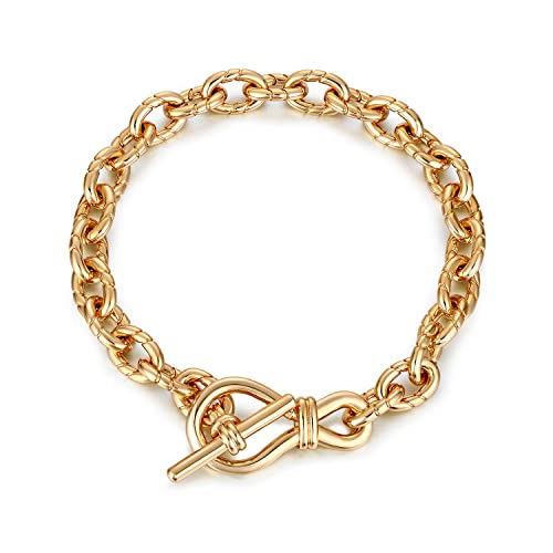 FRUMOS Dainty Layering Bracelets for Women 18 k Gold Plated Fashion Adjustable Chunky Cuban Paperclip Link Chain Bracelets Jewelry for Women Gift - color: Twisted thick Bracelets
