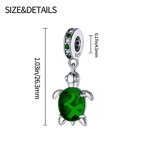 Pandach Animal Charm Bead fits Charms Bracelets for Woman-925 Sterling Silver Dangle Pendant Bead,Jewelry Beads Gifts for Women Bracelet&Necklace - style: Green Turtle Charm