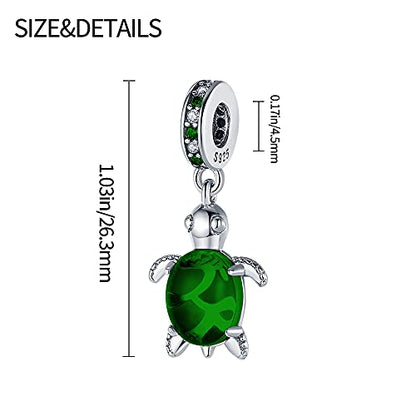 Pandach Animal Charm Bead fits Charms Bracelets for Woman-925 Sterling Silver Dangle Pendant Bead,Jewelry Beads Gifts for Women Bracelet&Necklace - style: Green Turtle Charm