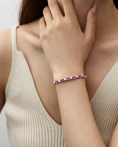 FANCIME Glamour Radiance Sterling Silver Birthstone Tennis Bracelets 7" | Charm Fine Jewelry Birthday Gifts for Women - color: Tourmaline