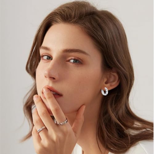 14k Gold Plated Star Moon Sun Huggies Hoops Earrings for Woman | 925 Sterling Silver Cubic Zirconia Twisted Cross Hoop Post Chunky Small Tiny cuff Earring Gift for Her - color: Star Earring