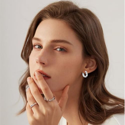 14k Gold Plated Star Moon Sun Huggies Hoops Earrings for Woman | 925 Sterling Silver Cubic Zirconia Twisted Cross Hoop Post Chunky Small Tiny cuff Earring Gift for Her - color: Star Earring