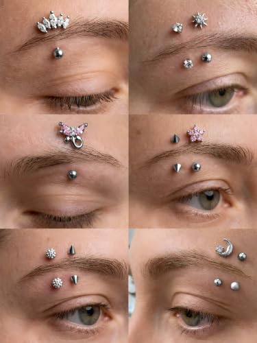 YACHY 11PCS/9PCS 16G Eyebrow Piercing Jewelry for Women Men, Eyebrow Rings Rook Earrings Rook Piercing Jewelry Belly Lip Ring Curved Barbells Eyebrow Piercing Cartilage Daith Helix Tragus Body Piercings - color: 11PCS-8mm-Silver