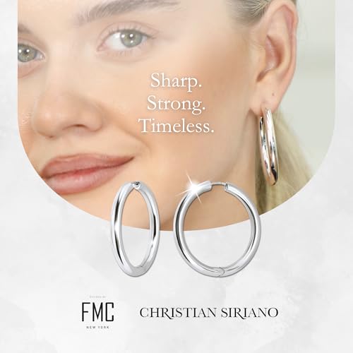 18K Gold Plated Sterling Silver Earrings for Women – Pure & Polished, Twist, Square, Hinged Tube, Abstract & Heart Shape Hoops – Lightweight, Hypoallergenic, Non-Tarnish Jewelry (Sizes: 3x35mm-46x30mm) - color: Silver, size: Hinged Tube (5x45mm)