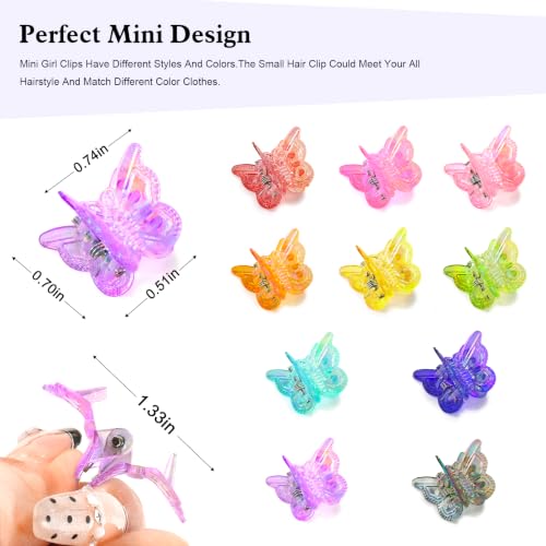 Mini Butterfly Hair Clips, Y2K 90s 50pcs Tiny Cute Festiva Hair Accessories, Small Claw Barrette jewelry for Women Girls (Rainbow Plating) - color: Rainbow Plating