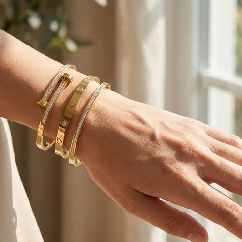 Camhanno Stackable Silver Bracelets for Women Stainless Steel Love & Friendship Bangle, Mothers Day Valentines Birthday Christmas Jewelry Gifts for Mom Her Wife Grandma - style: Style 14