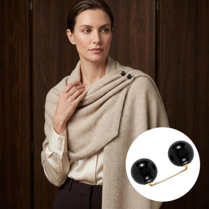 Pearl Brooches Pins, Faux Pearl Sweater Shawl Clip - color: Black, 8pcs