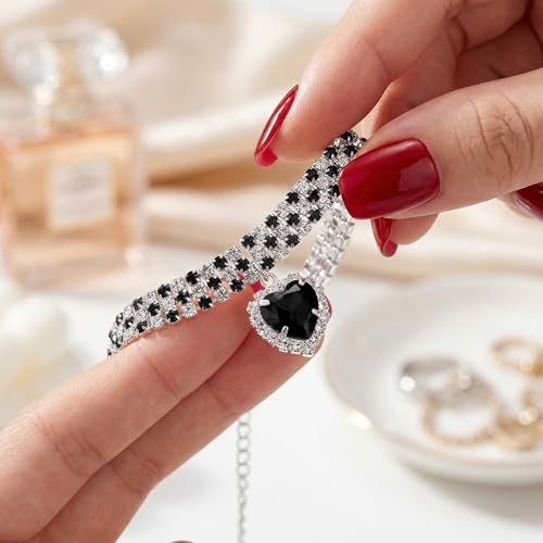 Silver Plated Necklace Earrings Bracelet Crystal Bridal Wedding Jewelry Sets for Wedding princess birthday party Halloween Prom Pageant Jewelry - color: 4-black