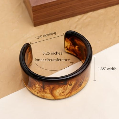 Chunky Resin Wide Bangle Bracelets for Women, Trendy Statement Minimalist Acrylic Bracelet Prom Holiday Jewelry Gift - color: Cuff Brown